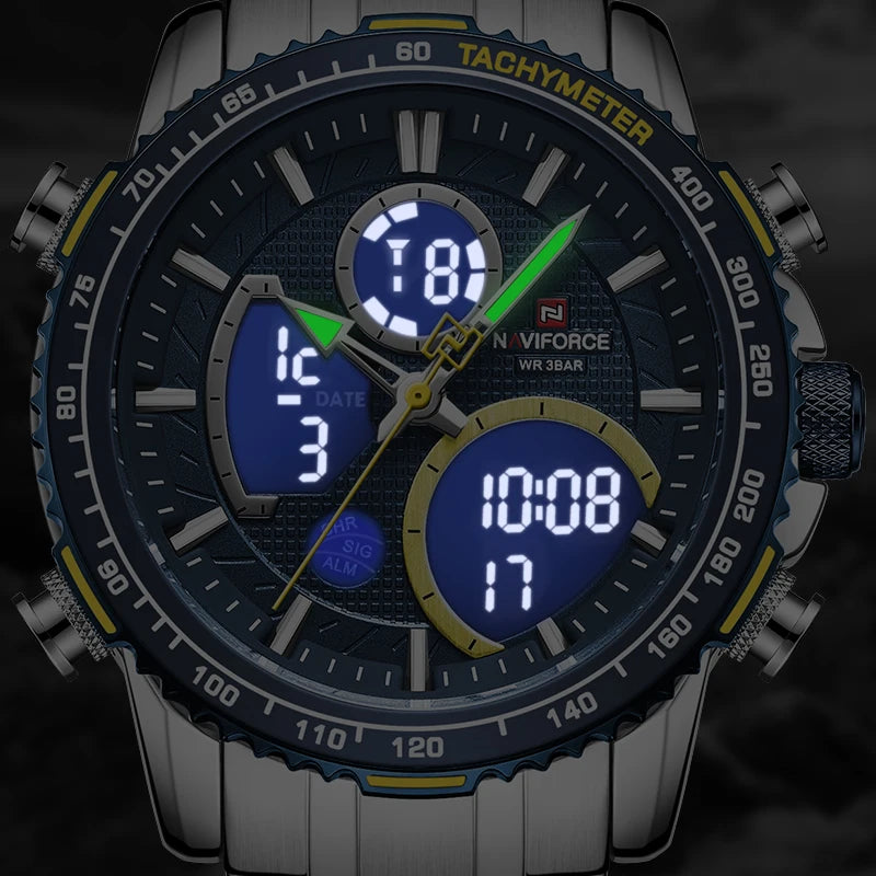 Relógio NaviForce estilo Luxo com pulseira em aço