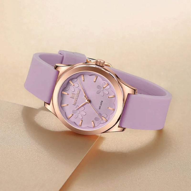 Relógio Feminino NaviForce estilo de Luxo em pulseira de silicone