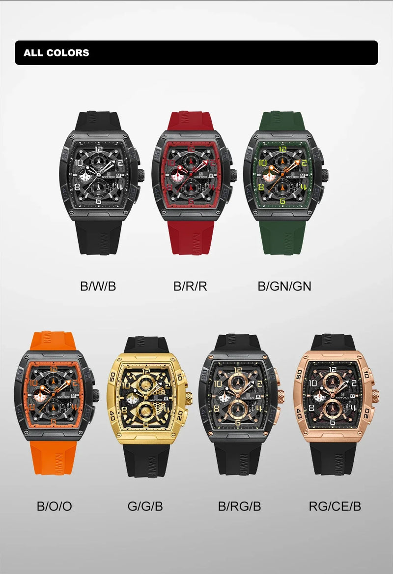 Relógio Masculino NaviForce estilo de Luxo com pulseira em silicone