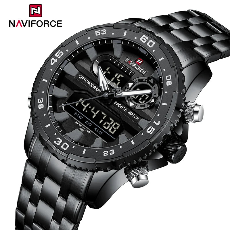 Relógio NaviForce Analógico e Digital com pulseira de aço